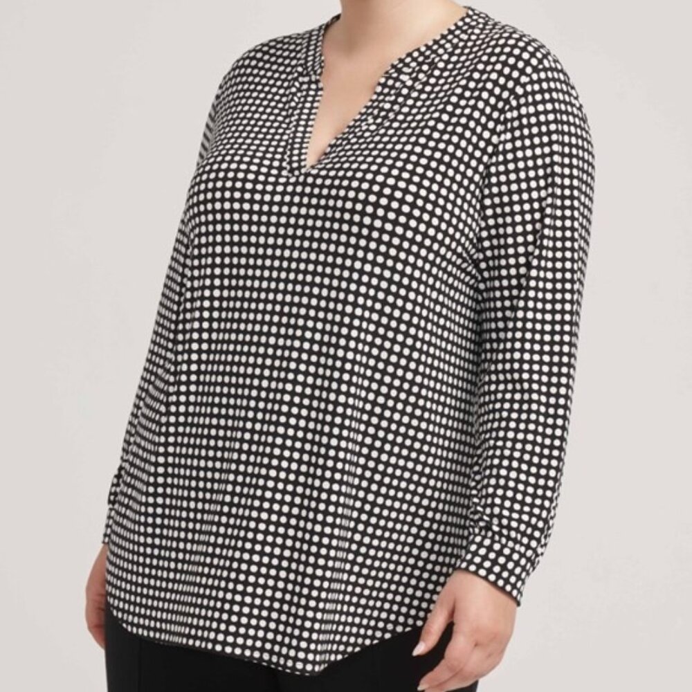 Long Sleeve Split Neck Blouse